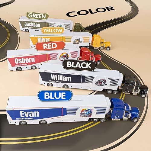 MT WORLD Toy Truck Personalized Semi Truck Toy with Name 1/48 Scale Diecast Model Tonka Container Car Carrier for Boys Teens Birthday thumbnail 4