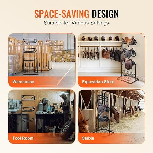 VEVOR Freestanding Saddle Stand, 30 x 30 x 68.5 in, 3 Tiers Saddle Rack, Heavy Duty Saddle Blanket Holder with Removable & Rotating Tiers, English & Western Saddle Rack for Tack Room Organization thumbnail 6