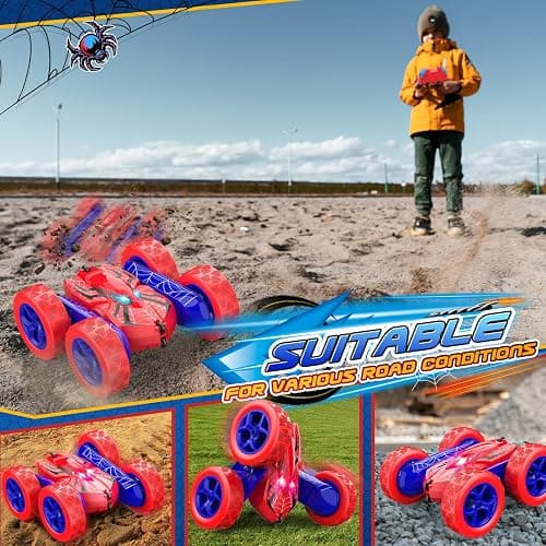 Excitobo Remote Control Car,RC Cars for 4 5 6 7 8 9 10 11 12 Year Old Boy Double Sided 360°Flip 4WD Rechargeable Drift RC Race Car Boys Toys Birthday Gifts Christmas Basket Stuffers for Kids Age 4-12 thumbnail 6