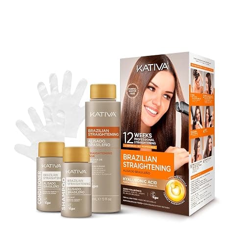 KATIVA Brazilian Keratin Treatment Kit at home Formaldehyde Free Hair Straightening with Hyaluronic Acid, Up to 12 Weeks Frizz Control for Curly, Wavy, Frizzy Hair (Straightening Kit) - Image 1