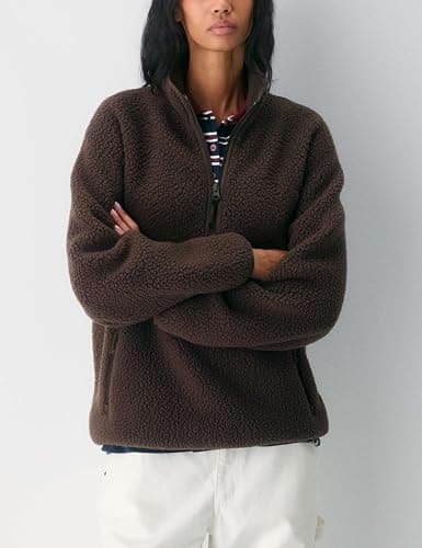 Aimiray Fleece Pullover Women Long Sleeve Half Zip Sherpa Jacket Warm Trendy Teddy Fall Sweatshirts with Side Pockets thumbnail 3
