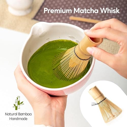 Veraelle Matcha Whisk Set, Handcrafted Crystalline Glaze Matcha Set, 8 Pcs Matcha Kit Includes Matcha Bowl, Whisk with Holder, Bamboo Scoop & Spoon, Sifter and Tea Towel, Ceremonial Matcha Tea Set thumbnail 8
