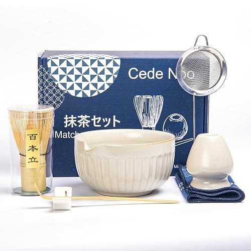 Matcha Whisk Set, Japanese Tea Ceremony Kit, 18oz Spout Bowl, Bamboo Whisk Scoop, Ceramic Holder Sifter Towel,7 pcs Matcha Tea Kit for Matcha Lovers, Christmas, Birthday Gift(White) - Image 1