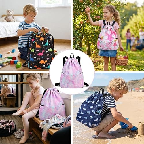 Ryushoyo Rainbow Galaxy Drawstring Backpack String Bag Lightweight Gym Bag Sackpack Sports Backpack for Women Girls Gym Shopping Sport Yoga Blue Purple thumbnail 3