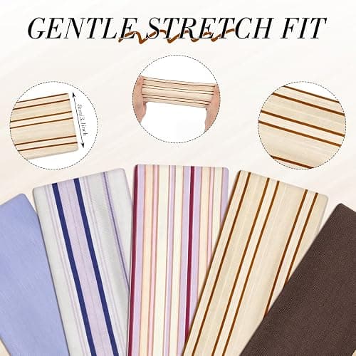 Needbrock 5 Pack Striped Sports Headbands for Women, Soft Elastic | Elastic Hair Bands,Workout Headbands, Cotton Blend, Workout and Daily Wear, Fits Most Hair Types,Retro Hair Accessories thumbnail 3