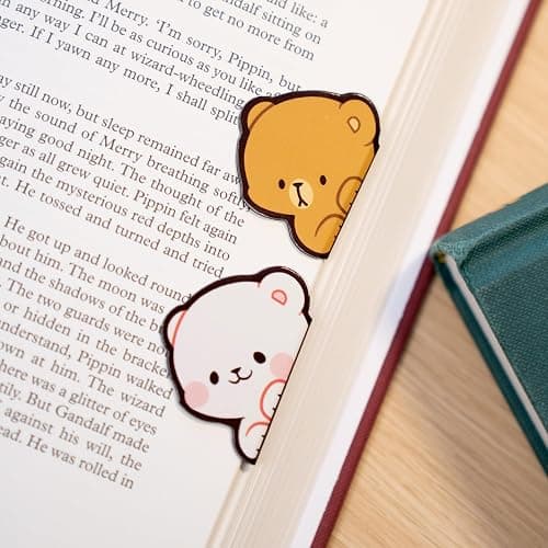 Milk and Mocha Peeking Magentic Bookmarks Pack of 2 Authentic Milk Mocha Bear Merchandise for Book Lovers Page Markers Students Teachers Reading Marker Clip Cute Adorable School Office Home Supplies thumbnail 4