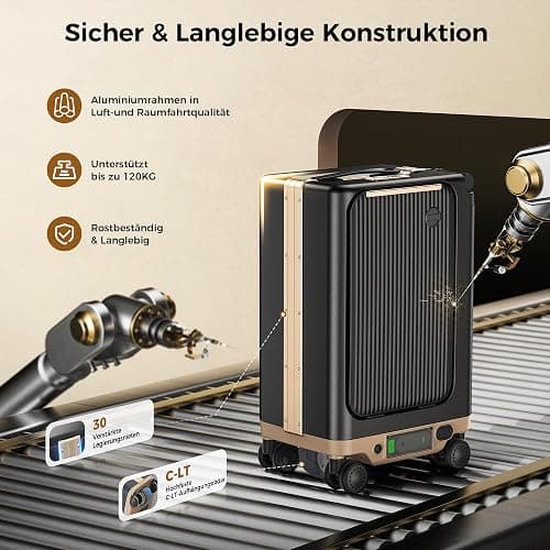 iHoverboard Elektrischer Koffer-5,5kg Leichtgewicht | 38L Volumen | 13 km/h | 120kg Belastung | Mit Abnehmbarem Akku & Flugzeugtauglich,EIN tragbarer, Fahrbarer Smart-Reise-Koffer (Weiß) thumbnail 6
