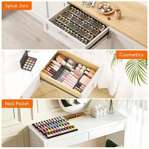 Lifewit Spice Drawer Organiser, 36PCS Interlocking Expandable Spice Rack Tray Inserts with Non-Slip Mats for Kitchen Drawers, Adjustable Storage for Spice and Seasoning Jars, Black thumbnail 8
