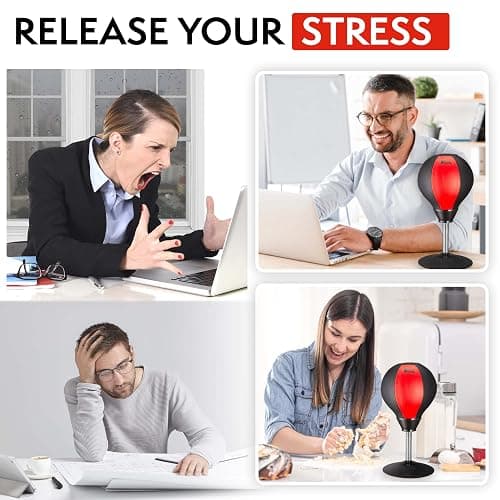 Tech Tools Stress Buster Desktop Punching Bag - Suctions to Your Desk, White Elephant Gifts for Coworker Men and Women, Heavy Duty Stress Relief Ball, Gag Gifts Funny Desk Accessories thumbnail 6
