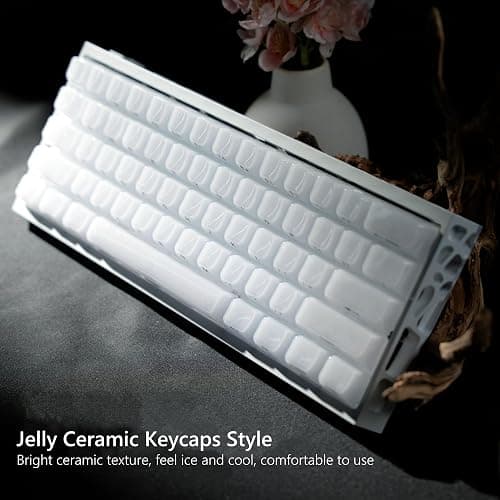 Womier Keyboard Keycaps Jelly - Ceramic Keycaps Style, Clear White Key Cap, Transparent Side Printed Custom 60 65 75 100 Percent for Cherry MX, Outemu, Gateron Mechanical Keyboards(MDA Profile) thumbnail 6