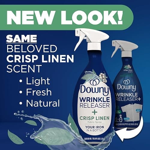 Downy Wrinkle Releaser Spray, All In One Formula, Removes Wrinkles, Static and Odor Eliminator, Crisp Linen Scent, 33.8 Fl Oz, Pack of 2 (Packaging May Vary) thumbnail 3