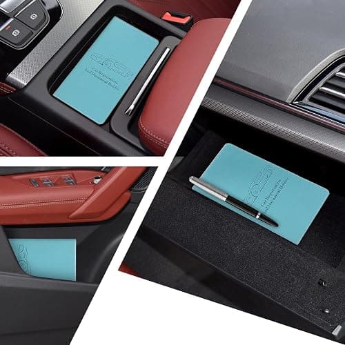 Peisicne Car Registration and Insurance Card Holder for Women Men, Blue Glove Box Paperwork Organizer with Magnetic Buckle for Easy Access and Protect Documents and Various Cards in Vehicle thumbnail 6