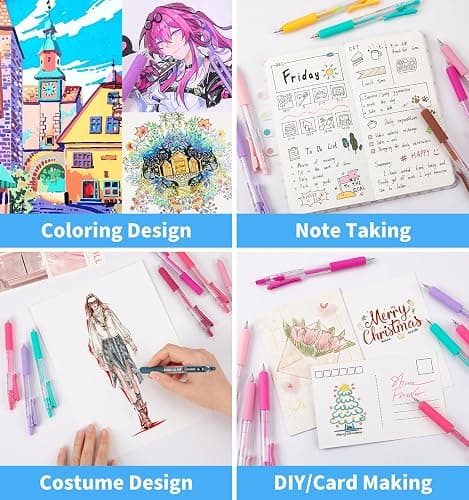Joyask Gel Pens For Coloring, 90 Colors Retractable Colored Pens for Black Paper & White Paper, 0.7mm Fine Point Colorful Pens for Coloring, Writing, Drawing, Journaling, Note Taking, Office, Home thumbnail 6