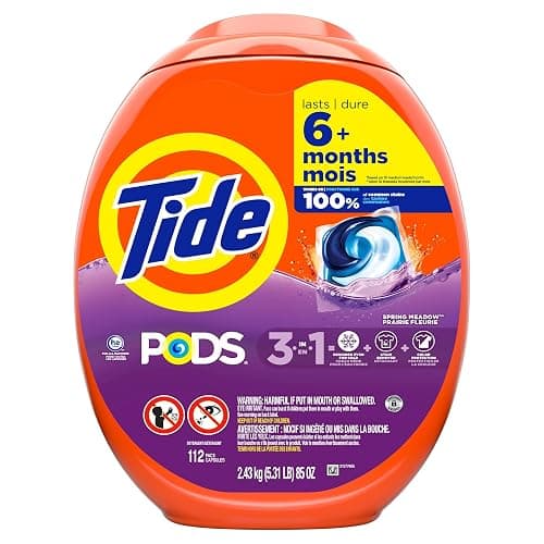 Tide PODS laundry detergent pacs, 3-in-1 Stain Remover, Odor Fighter, Color Protector, 112 Count, HE compatible, Spring Meadow Scent thumbnail 12