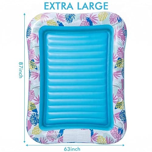 Tanning Pool Lounger Float, OKSUWATER 87" x 63" Pool Floats Adult with Headrest & Drink Holder, Blow-Up Bed Sun Tan Tub for Sunbathing, Beach, Backyard, Outdoor, Summer Water Party (Blue-XL) thumbnail 2
