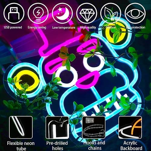 Fnaf Frendy Neon Sign for Wall Decor，Five Nights LED Neon Lights for Gameroom，Birthday、Christmas Gifts for kids thumbnail 3