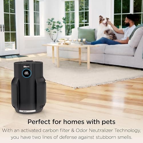 Shark Air Purifier for Home, NeverChange, for Large Room, HEPA-Exceeding Filter, Captures Pollutants, Pet Dander, Dust, Odor, Smoke, and More, Odor Neutralizer, HP152, Charcoal thumbnail 4