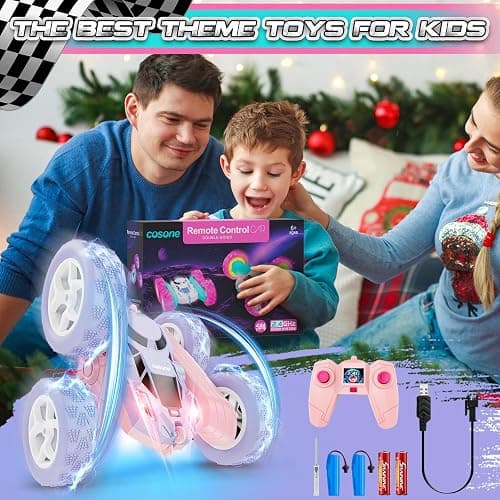 cosone Remote Control Car RC Cars for Kids Toys Rechargeable 360° Rotating 2.4Ghz RC Stunt Car for Kids Birthday Gift for 6 Years Old Girls Toys 6 7 8 9 10 Years Old Girl Gift Ideas (Pink&Purple) thumbnail 8