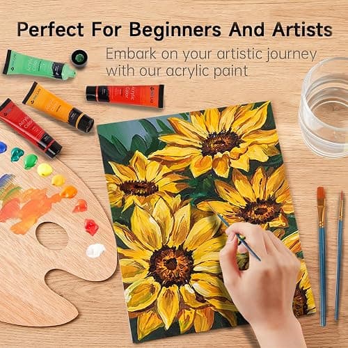 INK LAB Acrylic Paint Set 24 Colours Acrylic Paints in Tubes Non Toxic for Artists Beginners Painting on Canvas Wood Fabric Rocks, 36ml/Tube, Rich Pigment thumbnail 5