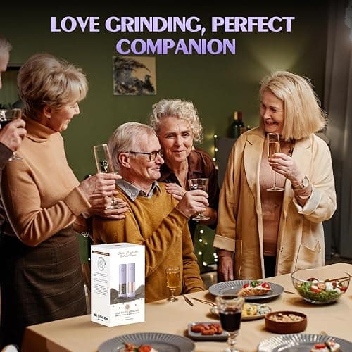 Salt and Pepper Grinder Set Christmas Gifts for Women Automatic Battery Purple Pepper Mill Shakers Kitchen Accessories Cooking for Mom, Adjustable Coarseness Salt Pepper Shakers White Elephant Gift thumbnail 6