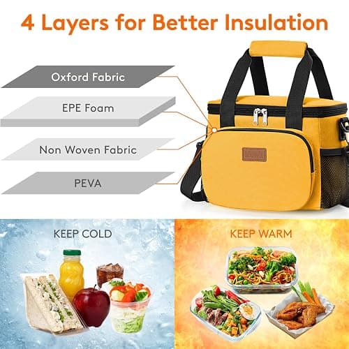 Lifewit Medium Lunch Bag, Insulated Lunch Box, Soft Cooler Cooling Tote for Adult Men Women, Orange 12-Can (9L) thumbnail 4