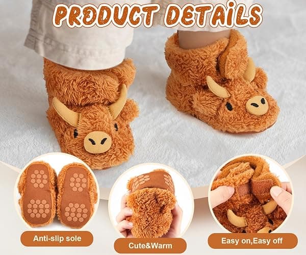 ShinyMatch Highland Baby Booties Newborn Baby Shoes Unisex Infant Slippers for Toddler Infant Girl Boy thumbnail 5