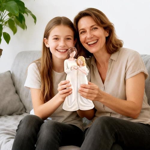 Mum Daughter Figurine Mother Daughter Figurine Mum Gifts Figures from Daughter, Close to Me Best Mum Gift for Mothers Day for Bride Present Hand-Painted Figurines Mum and Daughter (Beige) thumbnail 7