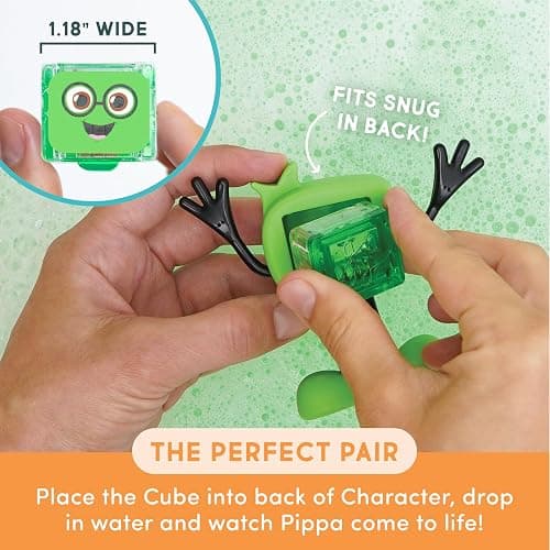 New Glo Pals Pippa Water-Activated Bath Toy with 6 Reusable Light-Up Cubes for Sensory Play thumbnail 4
