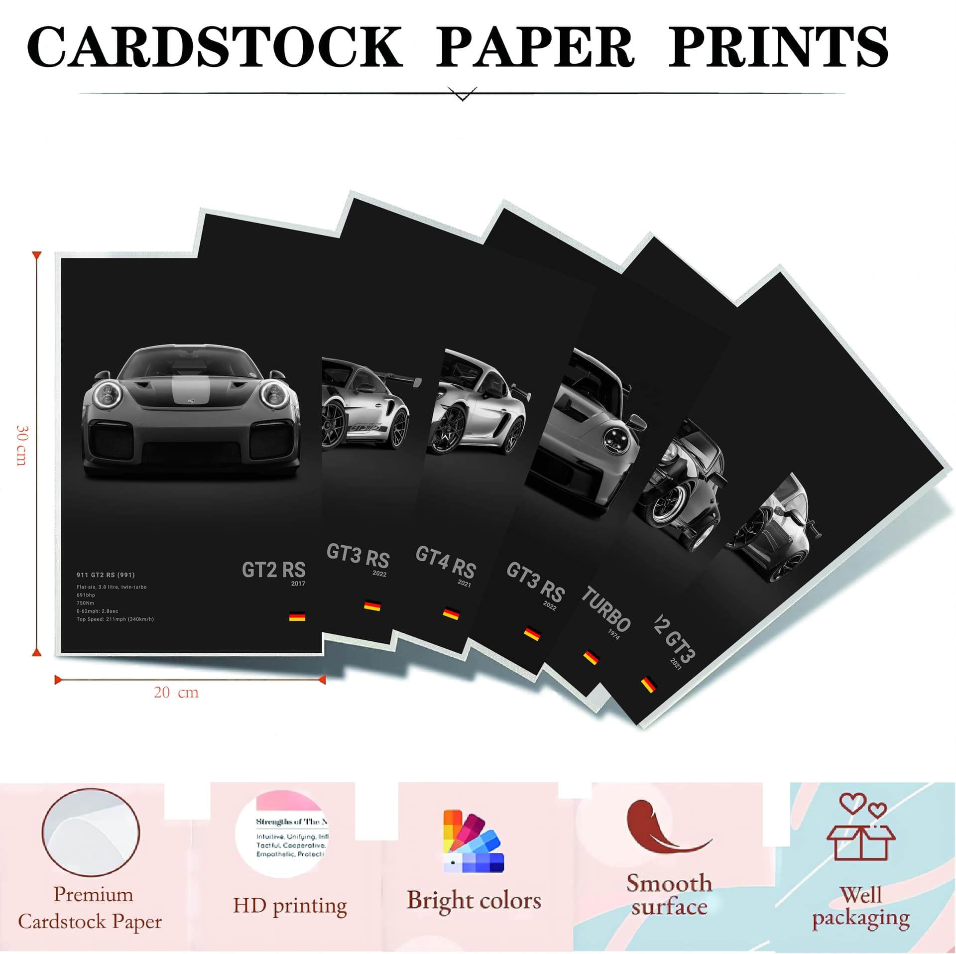 911 GT3RS Poster Car Posters Racing Car Canvas Wall Art Vintage Super Car Poster For Boy's Bedroom Aesthetic (Unframed 8x12 Inch) thumbnail 4