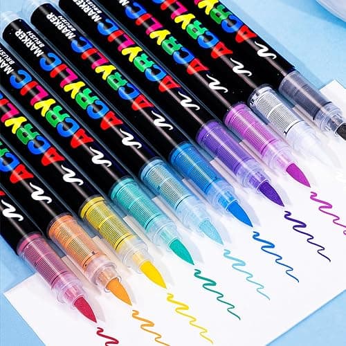 KsopiaVobs 48 Color Acrylic Paint Pens, Soft Brush Tip Acrylic Paint Markers,Quick-Drying Waterproof Acrylic Markers for Canvas, Rock Painting, Wood, Stone, Glass, Ceramic, Fabric Painting, DIY Crafts thumbnail 2