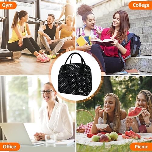 Moyad Lunch Bags for Women, 10L Reusable Insulated Lunch Bags Cooler Lunch Box for Women Work Travel Picnic Camping Outdoor, Polka Dot thumbnail 7