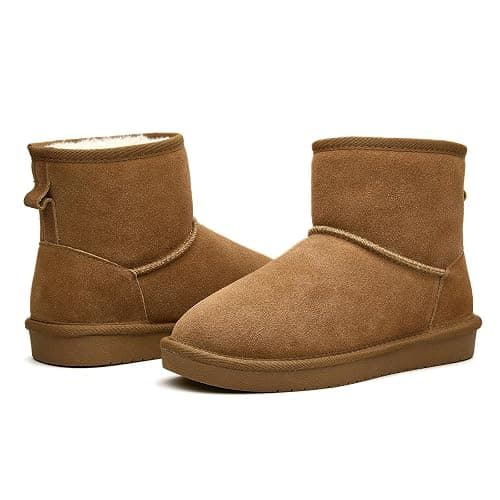 BlackTwig Women's Ankle Snow Boots - Short Fur Lined Suede Winter Boots Slip On for Warmth & Comfort - Image 1