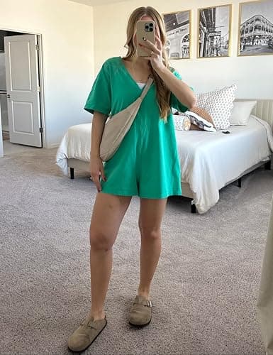 TAQCUX Rompers for Women Athletic Workout Hot Shot Tee Romper Casual Oversized Jumpsuits Overalls thumbnail 5