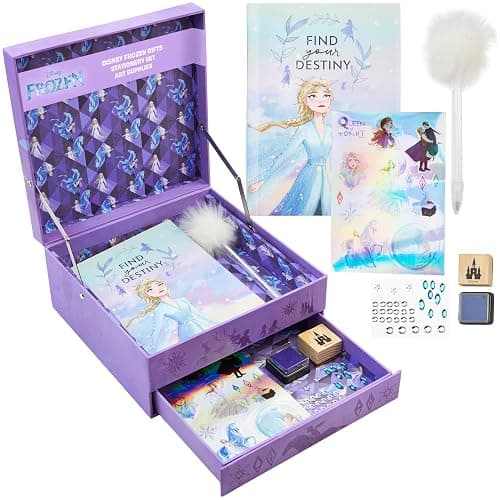 Disney Stitch Notebook Stationery Set Kids Diary DIY Journal Kit and Craft Supplies (Purple Frozen) - Image 1