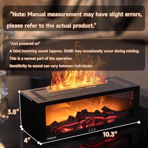 TMEHM Fireplace Flame Air Diffuser Humidifier,7 Colors Aromatherapy Essential Oil Diffuser,Ultrasonic Aroma Humidifier with Timer for Home,Bedroom,Office,Yoga (BlackB, L) thumbnail 2