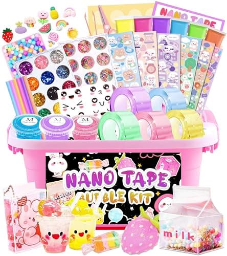 ZiZa Nano Tape Bubble Kit for Kids, Nano Tape Squishy Maker Making Kit, Birthday Arts and Crafts Toys Gifts for Girls, Kids Toys for Girls 4-6 6-8 7-8 8-10 10-12 - Image 1