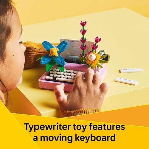 LEGO Creator 3 in 1 Typewriter with Flowers - Building Toy with 3 Building Options, Typewriter, Flowerpot with Pen & Notebook, or Keytar - Gift Idea for Birthdays - 31169 thumbnail 4