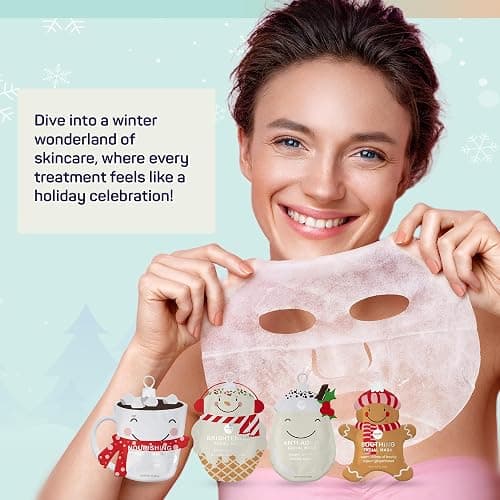 SpaLife Beauty Holiday Treats Christmas Face Mask Bundle | Korean Facial Mask | Hydrating, Soothing and Moisturizing Sheet Mask Set | Stocking Stuffers for Women | Bulk Christmas Gifts | 12 Pack thumbnail 3