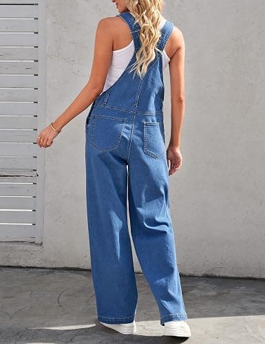 luvamia Overalls Women Loose Fit Denim Bib Baggy Overall Jumpsuit Straight Wide Leg Stretchy Jean Pants Fashion thumbnail 8