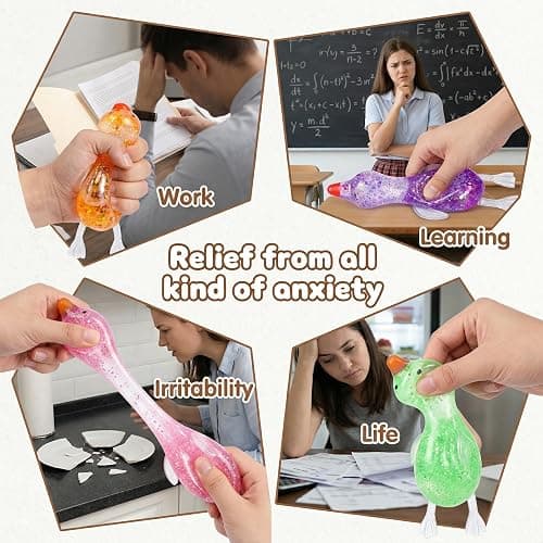 Squishy Stress Relief Animal Toys - 4pcs Colorful Glitter Fidget Toys, Cute Soft Squeeze Toys, Moldable Sensory Toy for Adult, Kids, Party Favors Anxiety Relief Squishy Toys(Duck) thumbnail 6
