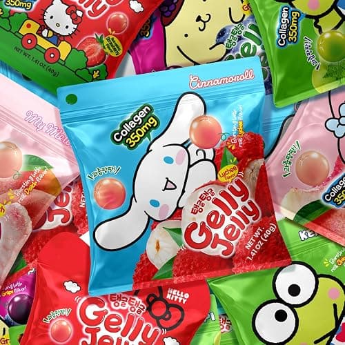 Gelly Jelly Fruit Gummy Snack – Chewy Jelly with Juicy Center – 5 Fruity Flavors (Shine Muscat, Grape, Strawberry, Peach, Lychee) – Individually Wrapped – Fun Treat for Kids & Adults (5-Flavor Pack, 1.41 oz x 5 Packs) (5-Flavor Variety Pack) thumbnail 9