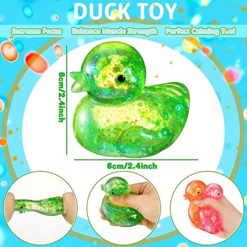 Meooeck 12 Pcs Duck Stress Relief Toys Stress Balls for Adult Mini Glitter Duck Squeeze Fun Fidget Toys Animal Balls Cute for Birthday Party Office Christmas Stocking Stuffer Gift ADHD Autism Anxiety thumbnail 3