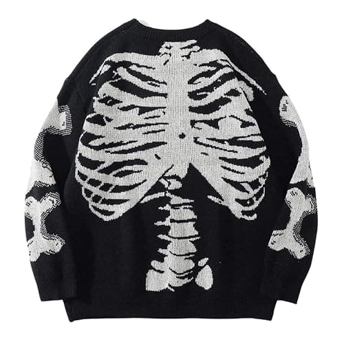 Aelfric Eden Skeleton Sweater Crew Neck Vintage Oversized Long Sleeve Y2k Pullover Skull Halloween Sweater - Image 1