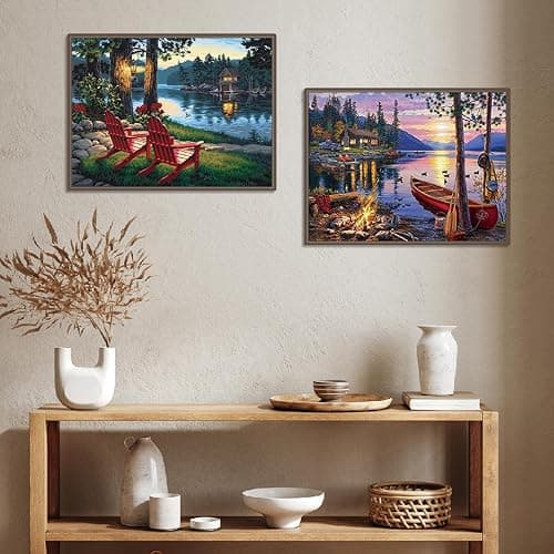 6 Pack Paint by Number for Adult Kits, JATOK 6 Sets Independent of Pigments DIY Landscape Oil Painting by Number Kits on Canvas for Adults Beginners for Home Wall Decoration 12 x 16in/30x40cm,Independent packaging Without Frames thumbnail 5