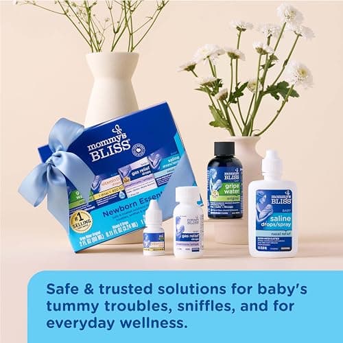 Mommy's Bliss 4-Piece Newborn and Baby Essentials Kit - With Gripe Water, Gas Relief Drops, Vitamin D 400IU, and Saline Drops/Spray - The Perfect Baby Gift. thumbnail 4