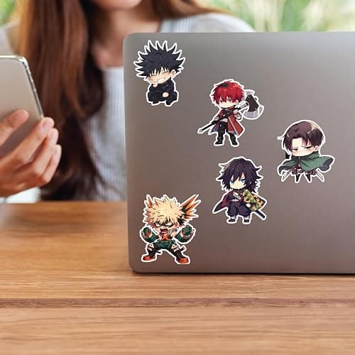 Evercio 50 Pcs Anime Stickers Mixed Pack Trendy Various Manga Stickers Vinyl Decals for Water Bottle Kindle EBook Laptop Phone Notebook Gift for Anime Lover Kids Teens Adults Unique Designs thumbnail 7