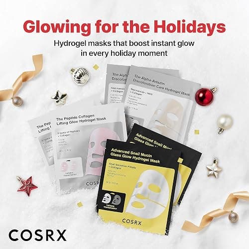 COSRX Glow-Boosting Face Mask Limited Holiday Gift Set 6ea, Snail Mucin, 6 Peptides & Alpha-arbutin for Glass skin, Collagen Face Mask, Korean Skin Care Set, Stocking Stuffers, Amazon Exclusive thumbnail 3