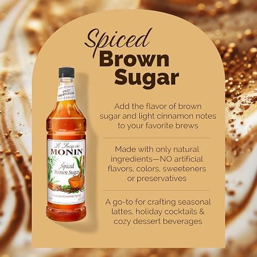 Monin - Spiced Brown Sugar Syrup, Sweet With Hints of Cinnamon, Natural Flavors, Great for Coffee, Desserts, Ciders, and Cocktails, Non-GMO, Gluten-Free (1 Liter) thumbnail 3