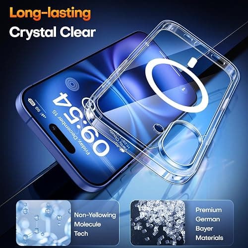 TAURI 3 in 1 for iPhone 16 Case, Camera Control Compatible with MagSafe, with 2X Screen Protectors, Military-Grade Protection, Slim Magnetic Phone Case for 16 6.1", Clear thumbnail 5