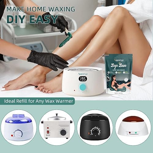 Natreza Wax Beads for Hair Removal, 1lb Hard Wax Beans for Full Body, Brazilian, Bikini, Legs, Arms, Face, Thick Hair Formula, Waxing Beads for Women & Men, Dark Green thumbnail 7